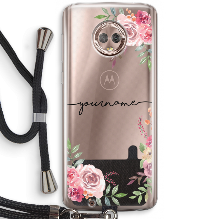 Rozen: Motorola Moto G6 Transparant Hoesje met koord