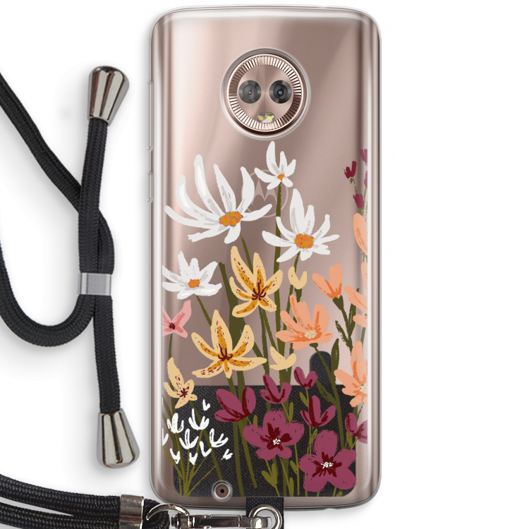 Painted wildflowers: Motorola Moto G6 Transparant Hoesje met koord