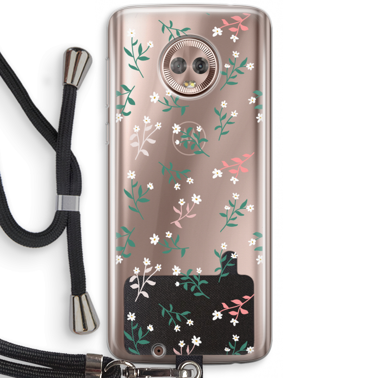 Small white flowers: Motorola Moto G6 Transparant Hoesje met koord
