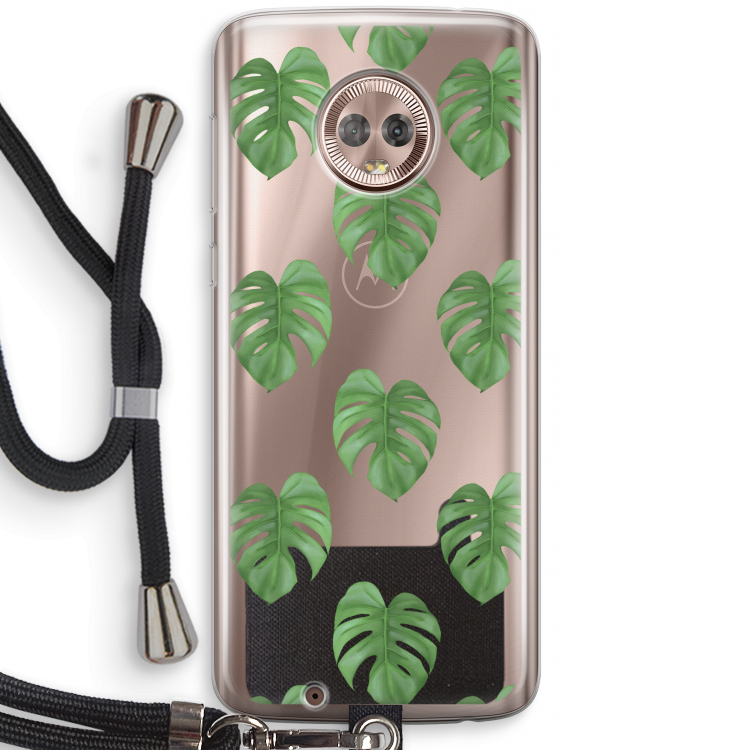 Monstera leaves: Motorola Moto G6 Transparant Hoesje met koord