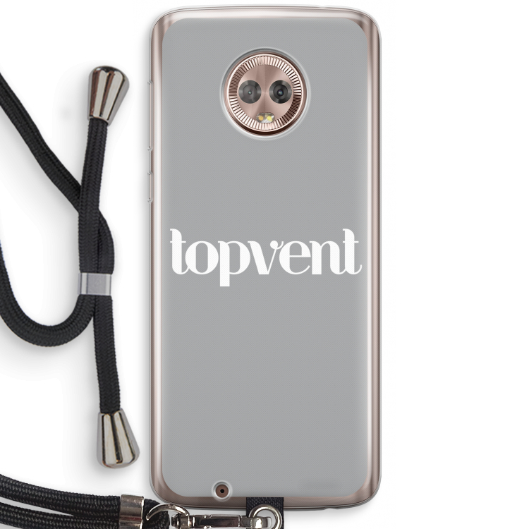 Topvent Grijs Wit: Motorola Moto G6 Transparant Hoesje met koord