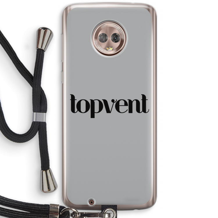 Topvent Grijs Zwart: Motorola Moto G6 Transparant Hoesje met koord