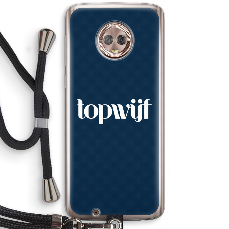 Topwijf Navy: Motorola Moto G6 Transparant Hoesje met koord