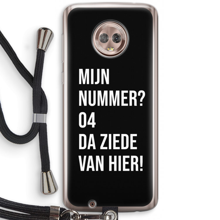 Da ziede van hier - Zwart: Motorola Moto G6 Transparant Hoesje met koord