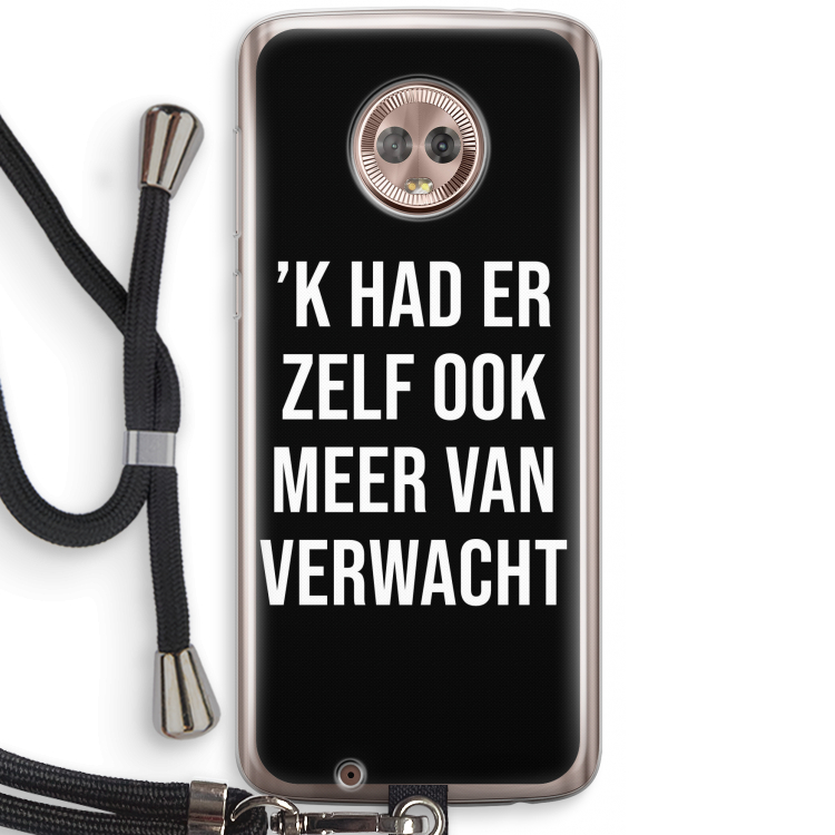 Meer verwacht - Zwart: Motorola Moto G6 Transparant Hoesje met koord