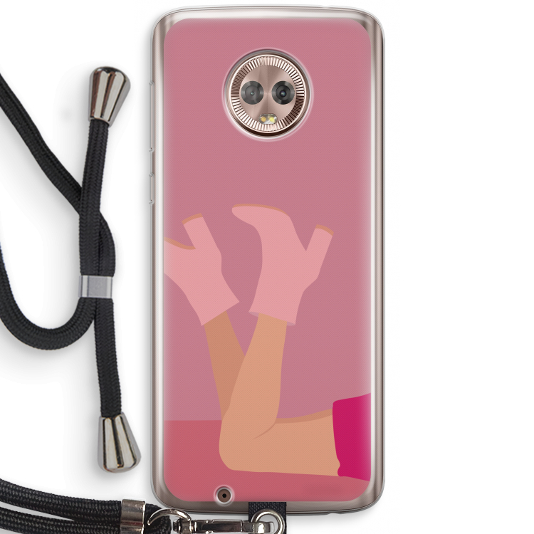 Pink boots: Motorola Moto G6 Transparant Hoesje met koord
