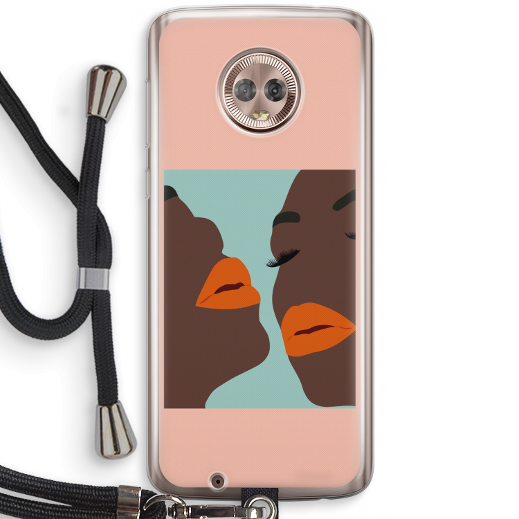 Orange lips: Motorola Moto G6 Transparant Hoesje met koord