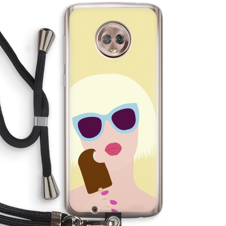 Ice cream: Motorola Moto G6 Transparant Hoesje met koord