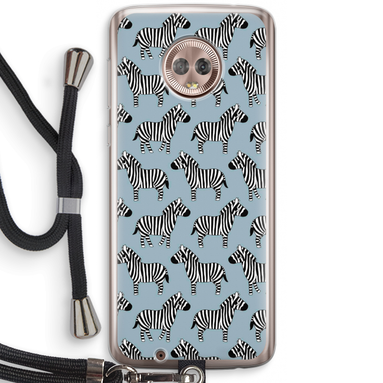 Zebra: Motorola Moto G6 Transparant Hoesje met koord