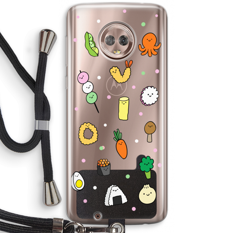 Happy bento friends: Motorola Moto G6 Transparant Hoesje met koord