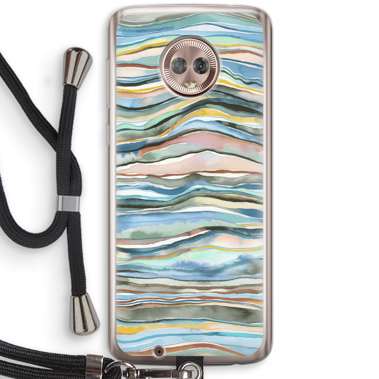 Watercolor Agate: Motorola Moto G6 Transparant Hoesje met koord