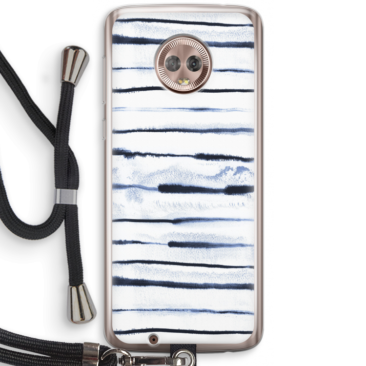 Ink Stripes: Motorola Moto G6 Transparant Hoesje met koord
