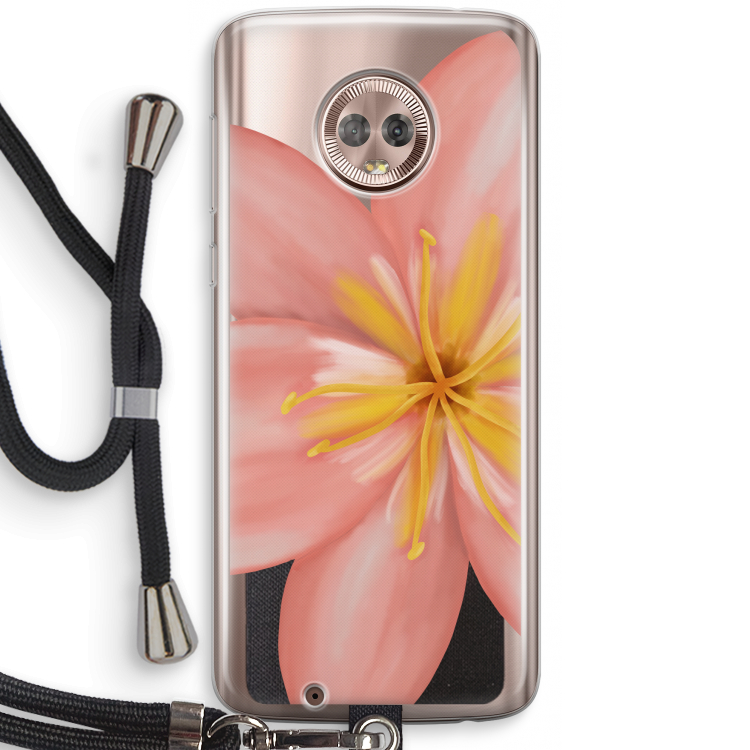 Pink Ellila Flower: Motorola Moto G6 Transparant Hoesje met koord