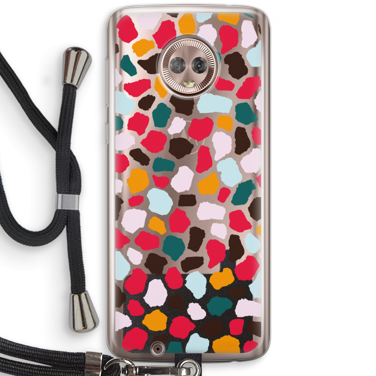 Colored Giraffe: Motorola Moto G6 Transparant Hoesje met koord
