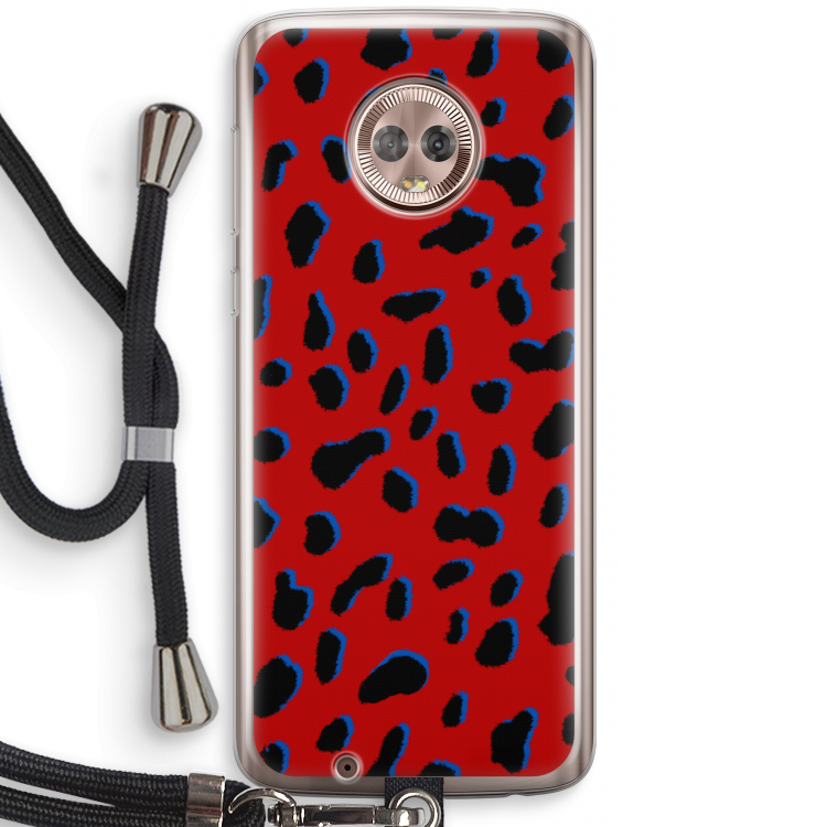 Red Leopard: Motorola Moto G6 Transparant Hoesje met koord