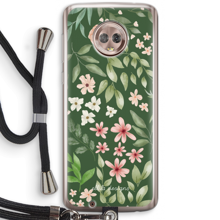 Botanical green sweet flower heaven: Motorola Moto G6 Transparant Hoesje met koord