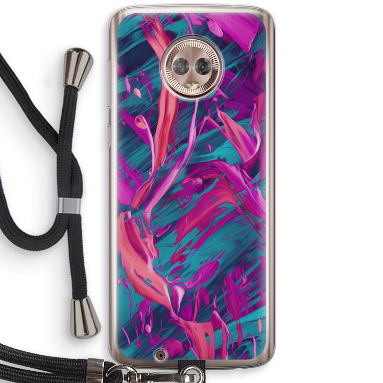 Pink Clouds: Motorola Moto G6 Transparant Hoesje met koord
