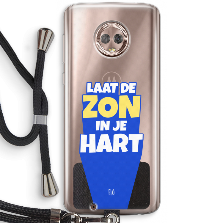 Laat de zon in je hart: Motorola Moto G6 Transparant Hoesje met koord