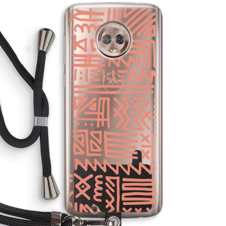 Marrakech Pink: Motorola Moto G6 Transparant Hoesje met koord