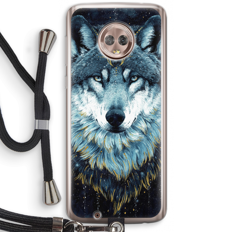 Darkness Wolf: Motorola Moto G6 Transparant Hoesje met koord