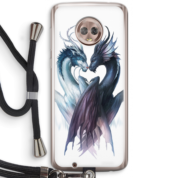Yin Yang Dragons: Motorola Moto G6 Transparant Hoesje met koord