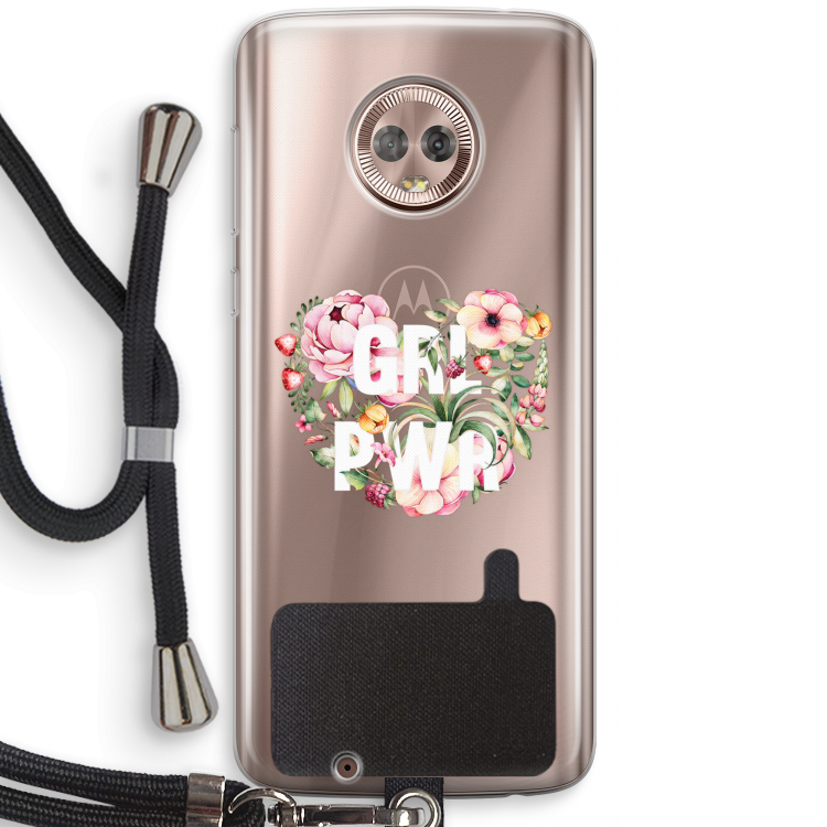 GRL PWR Flower: Motorola Moto G6 Transparant Hoesje met koord