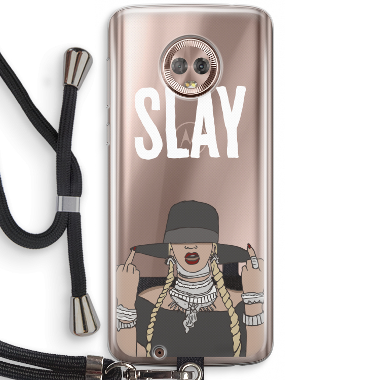 Slay All Day: Motorola Moto G6 Transparant Hoesje met koord