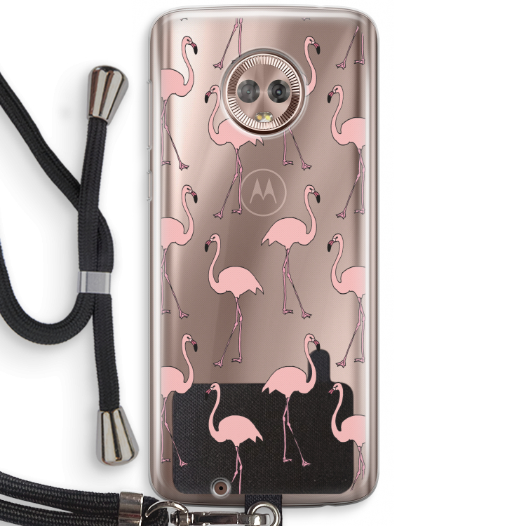 Anything Flamingoes: Motorola Moto G6 Transparant Hoesje met koord