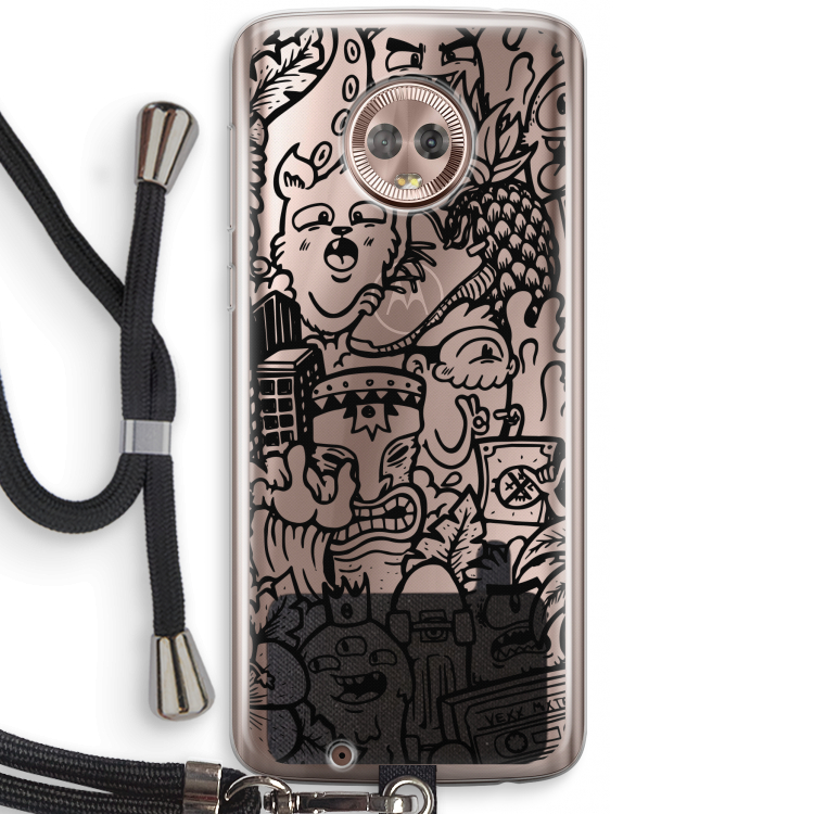 Vexx Black Mixtape: Motorola Moto G6 Transparant Hoesje met koord
