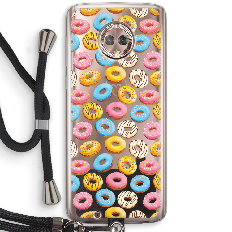 Pink donuts: Motorola Moto G6 Transparant Hoesje met koord