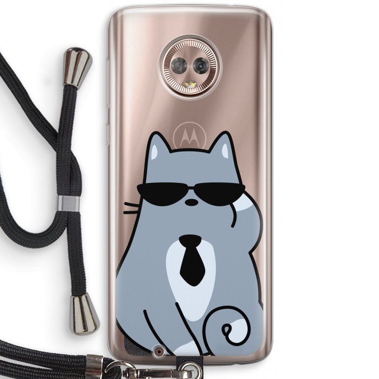 Cool cat: Motorola Moto G6 Transparant Hoesje met koord