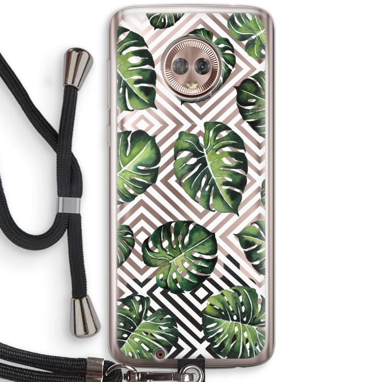 Geometrische jungle: Motorola Moto G6 Transparant Hoesje met koord