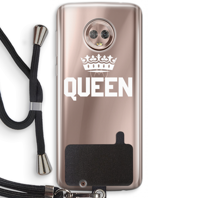 Queen zwart: Motorola Moto G6 Transparant Hoesje met koord