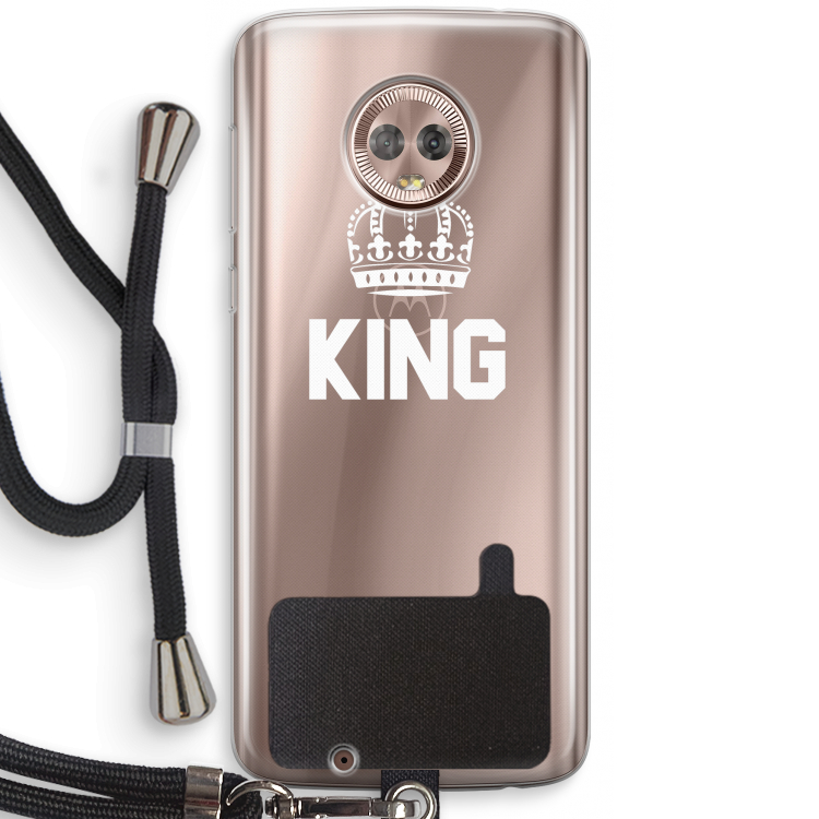 King zwart: Motorola Moto G6 Transparant Hoesje met koord