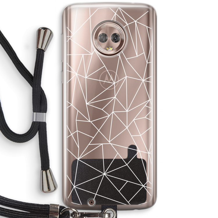 Geometrische lijnen wit: Motorola Moto G6 Transparant Hoesje met koord