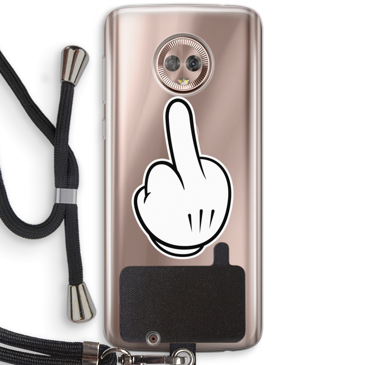 Middle finger white: Motorola Moto G6 Transparant Hoesje met koord