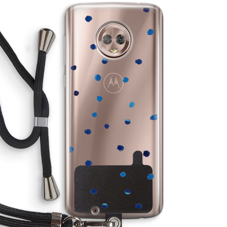 Blauwe stippen: Motorola Moto G6 Transparant Hoesje met koord