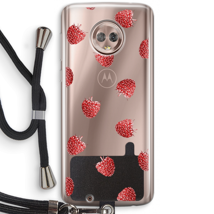 Framboosjes: Motorola Moto G6 Transparant Hoesje met koord