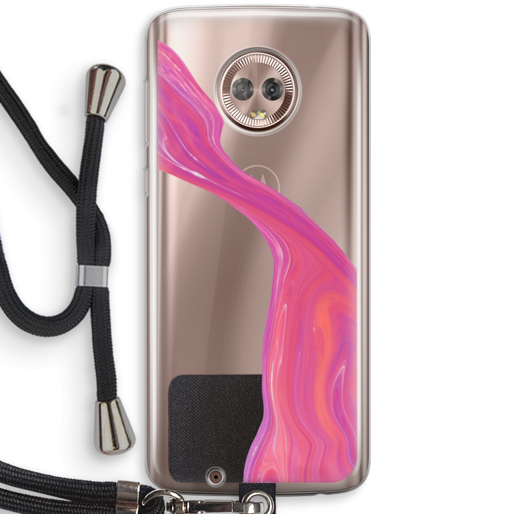 Paarse stroom: Motorola Moto G6 Transparant Hoesje met koord