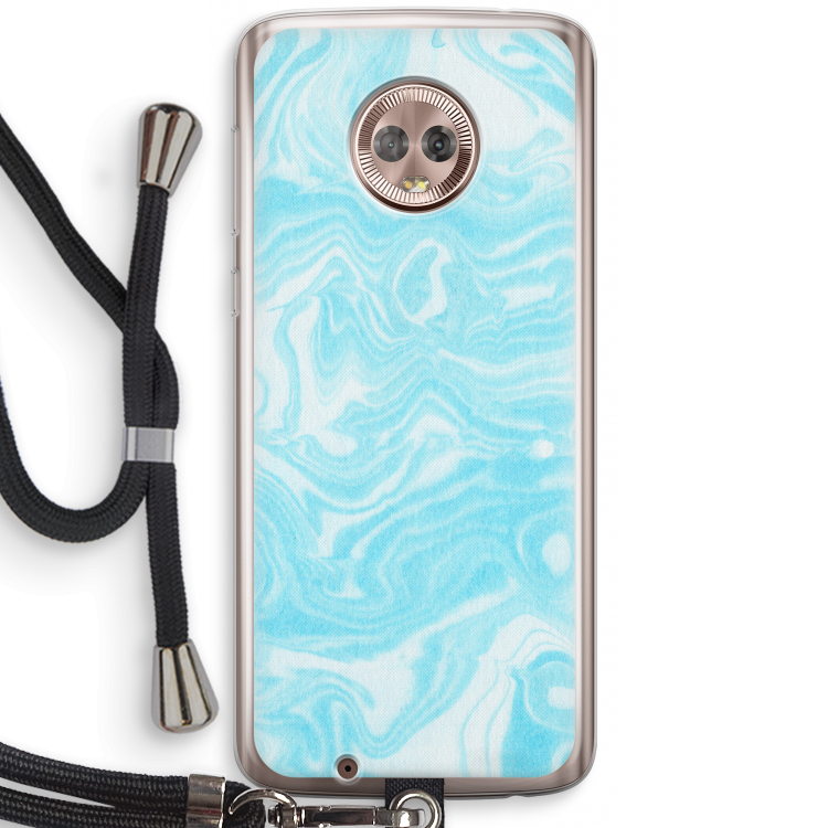 Waterverf blauw: Motorola Moto G6 Transparant Hoesje met koord