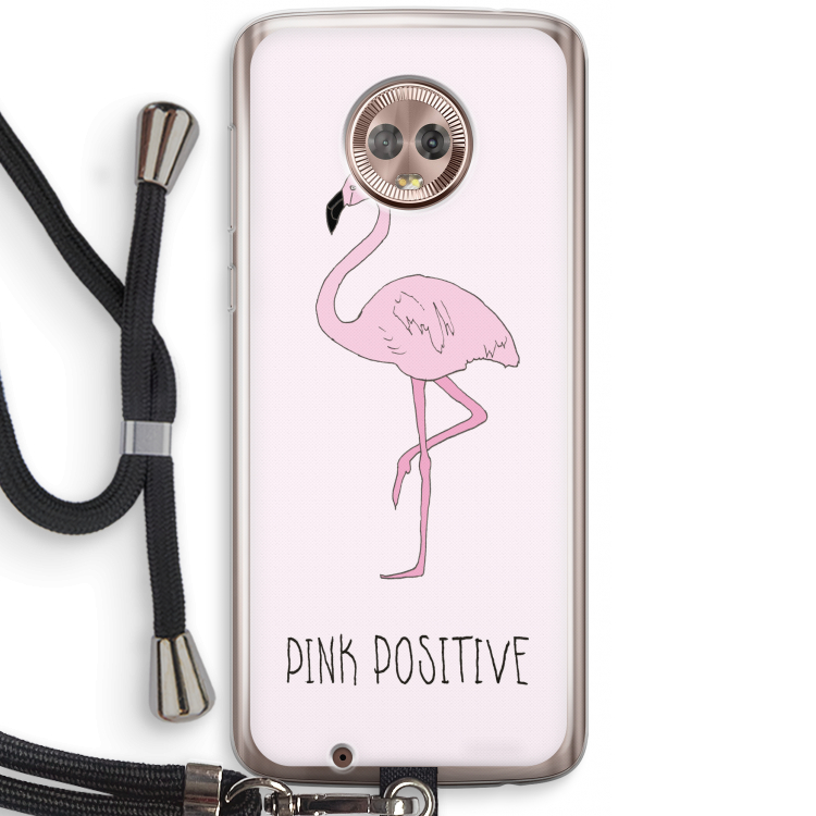 Pink positive: Motorola Moto G6 Transparant Hoesje met koord