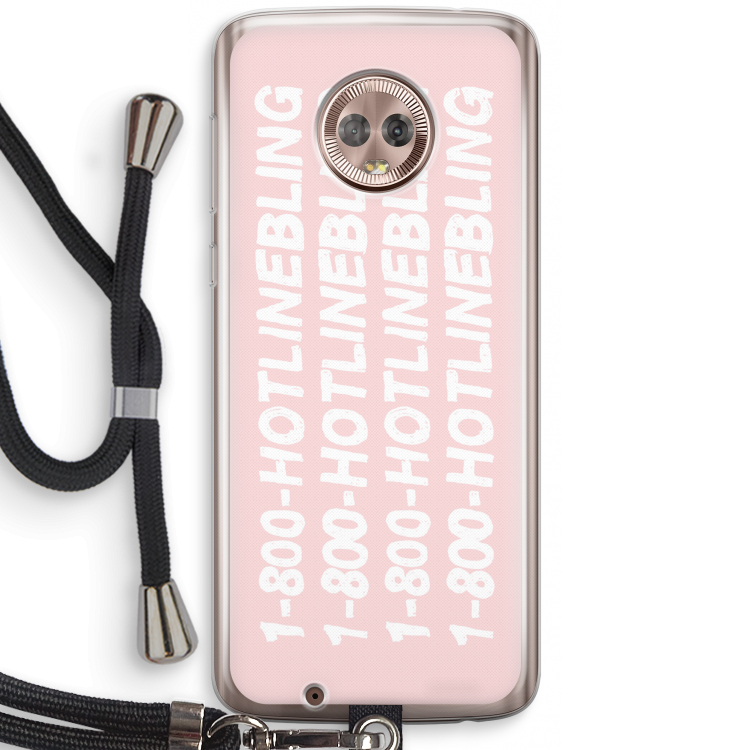 Hotline bling pink: Motorola Moto G6 Transparant Hoesje met koord