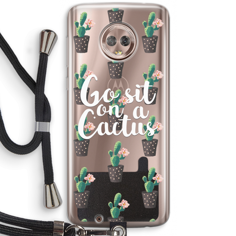 Cactus quote: Motorola Moto G6 Transparant Hoesje met koord