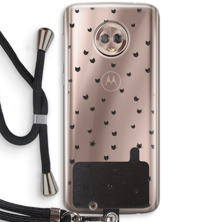 Kleine kattenkopjes: Motorola Moto G6 Transparant Hoesje met koord