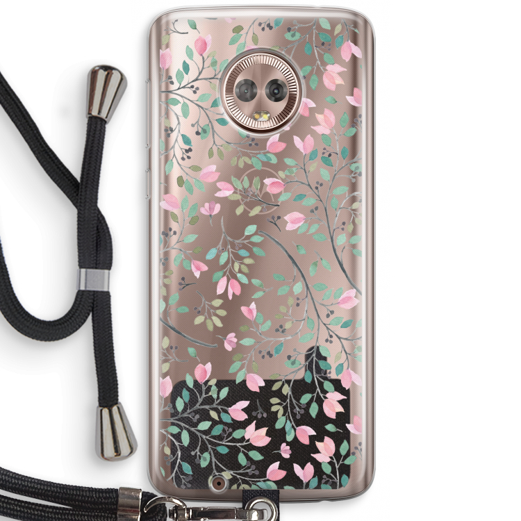 Sierlijke bloemen: Motorola Moto G6 Transparant Hoesje met koord