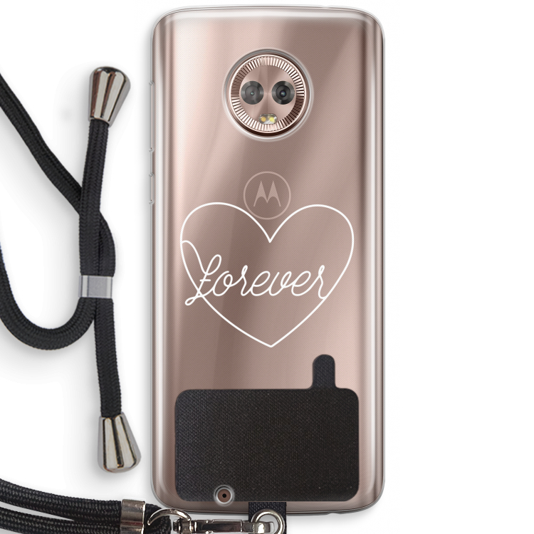 Forever heart pastel: Motorola Moto G6 Transparant Hoesje met koord