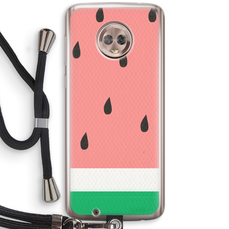 Watermeloen: Motorola Moto G6 Transparant Hoesje met koord