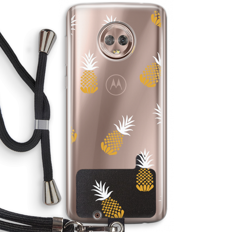 Ananasjes: Motorola Moto G6 Transparant Hoesje met koord