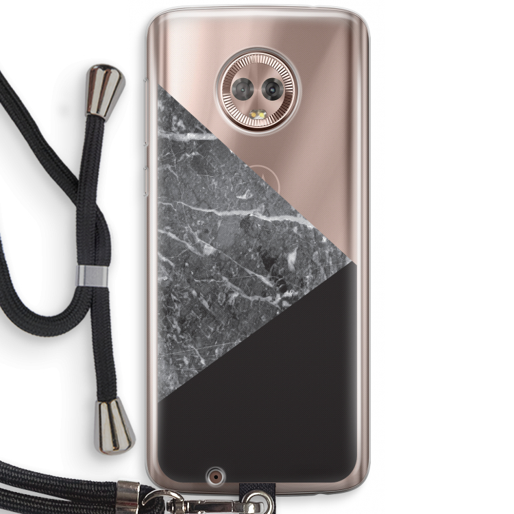 Combinatie marmer: Motorola Moto G6 Transparant Hoesje met koord