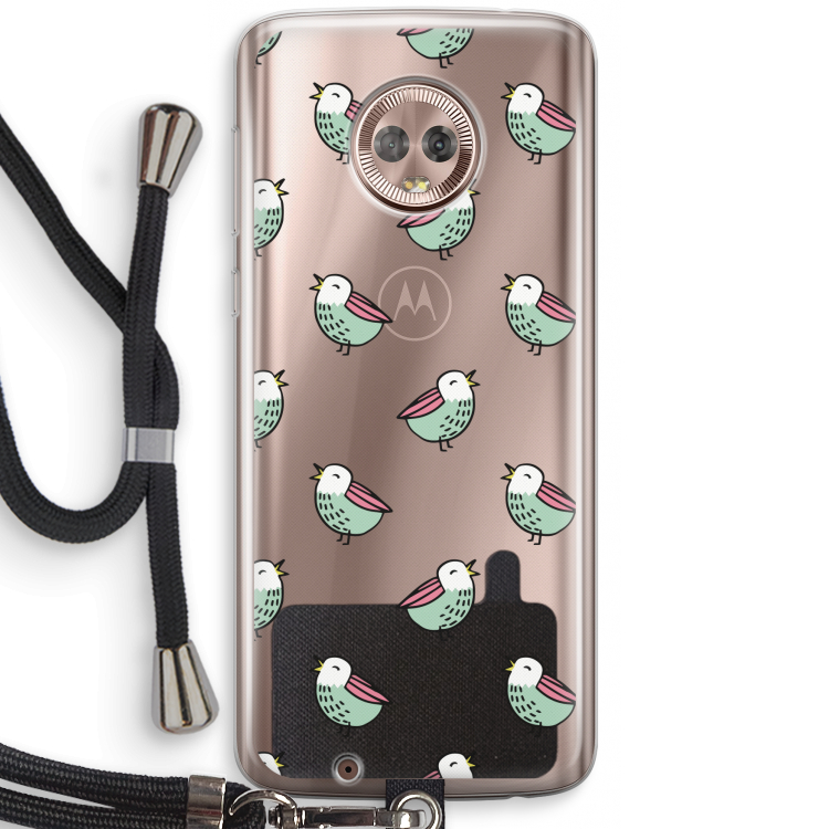 Vogeltjes: Motorola Moto G6 Transparant Hoesje met koord